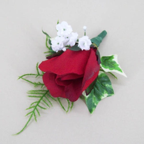 Red Silk Rose Bud Boutonniere Buttonhole Artificial Wedding Flowers